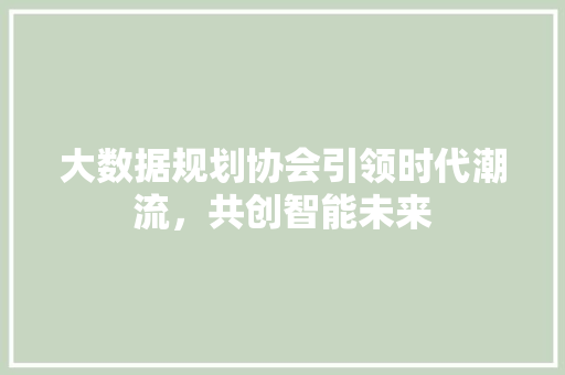 大数据规划协会引领时代潮流，共创智能未来  第1张