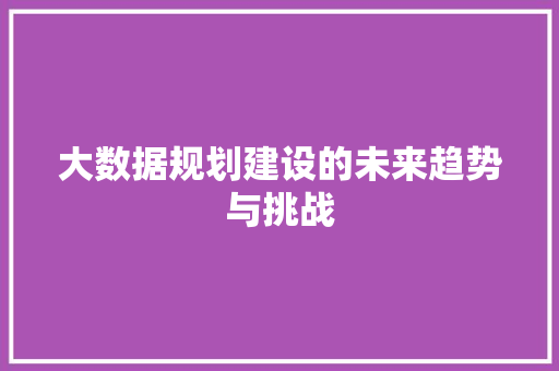 大数据规划建设的未来趋势与挑战  第1张