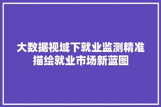 大数据视域下就业监测精准描绘就业市场新蓝图