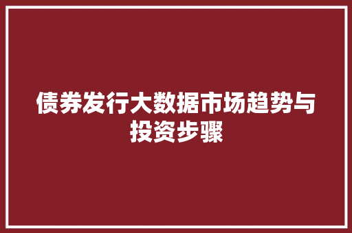 债券发行大数据市场趋势与投资步骤  第1张