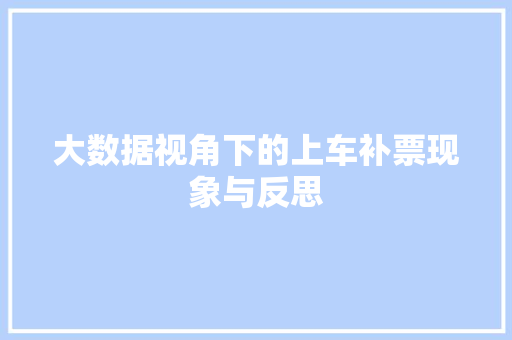 大数据视角下的上车补票现象与反思  第1张