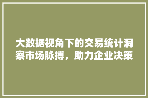 大数据视角下的交易统计洞察市场脉搏，助力企业决策