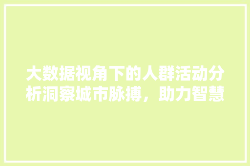 大数据视角下的人群活动分析洞察城市脉搏，助力智慧城市建设