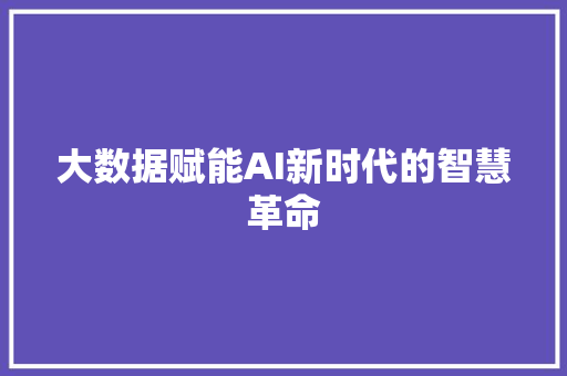 大数据赋能AI新时代的智慧革命  第1张