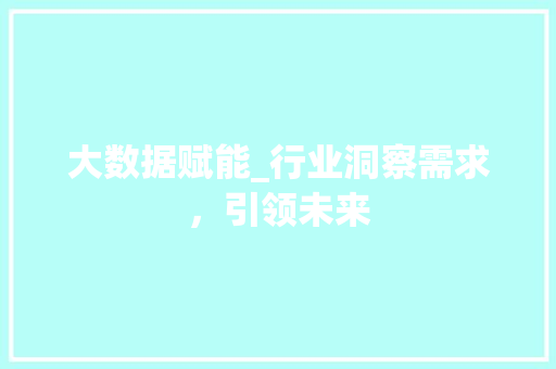 大数据赋能_行业洞察需求，引领未来  第1张