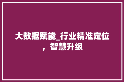 大数据赋能_行业精准定位，智慧升级  第1张