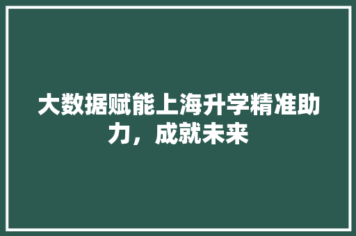 大数据赋能上海升学精准助力，成就未来  第1张