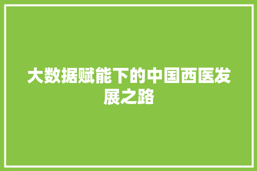 大数据赋能下的中国西医发展之路