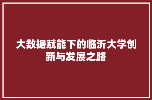 大数据赋能下的临沂大学创新与发展之路  第1张