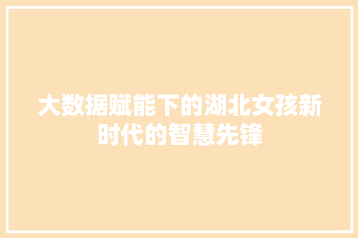大数据赋能下的湖北女孩新时代的智慧先锋  第1张