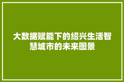 大数据赋能下的绍兴生活智慧城市的未来图景  第1张