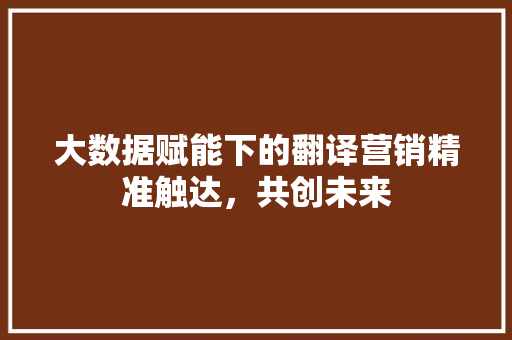 大数据赋能下的翻译营销精准触达，共创未来  第1张