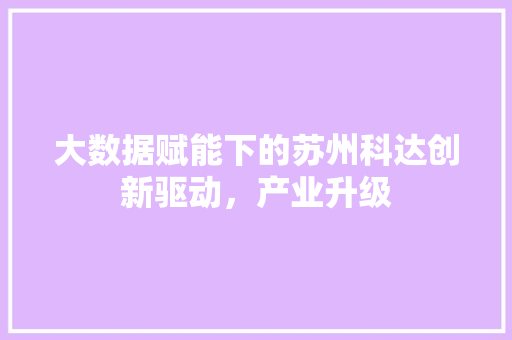 大数据赋能下的苏州科达创新驱动，产业升级