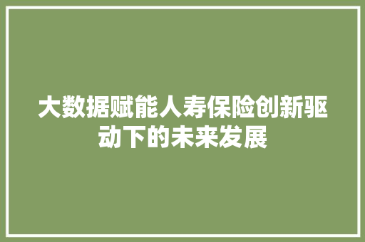 大数据赋能人寿保险创新驱动下的未来发展  第1张