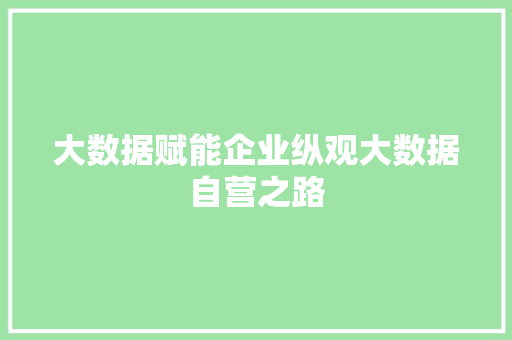 大数据赋能企业纵观大数据自营之路  第1张