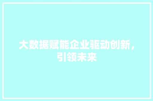 大数据赋能企业驱动创新，引领未来  第1张