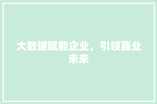 大数据赋能企业，引领商业未来  第1张