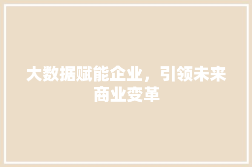 大数据赋能企业，引领未来商业变革  第1张