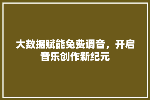 大数据赋能免费调音，开启音乐创作新纪元  第1张