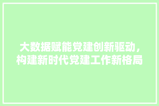 大数据赋能党建创新驱动，构建新时代党建工作新格局  第1张