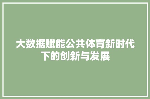大数据赋能公共体育新时代下的创新与发展  第1张