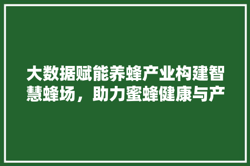 大数据赋能养蜂产业构建智慧蜂场，助力蜜蜂健康与产量提升