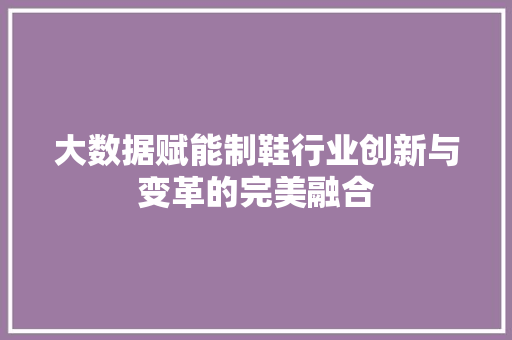 大数据赋能制鞋行业创新与变革的完美融合  第1张