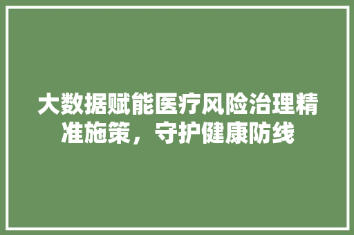 大数据赋能医疗风险治理精准施策，守护健康防线  第1张