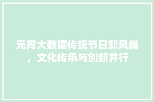 元宵大数据传统节日新风尚，文化传承与创新并行  第1张