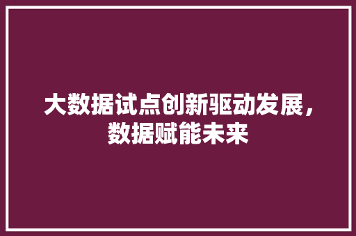 大数据试点创新驱动发展，数据赋能未来  第1张