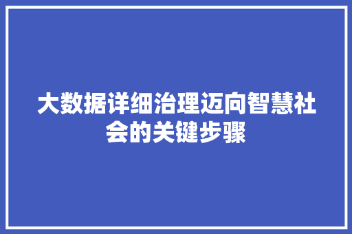 大数据详细治理迈向智慧社会的关键步骤