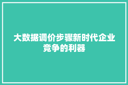 大数据调价步骤新时代企业竞争的利器