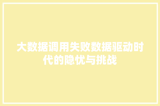 大数据调用失败数据驱动时代的隐忧与挑战