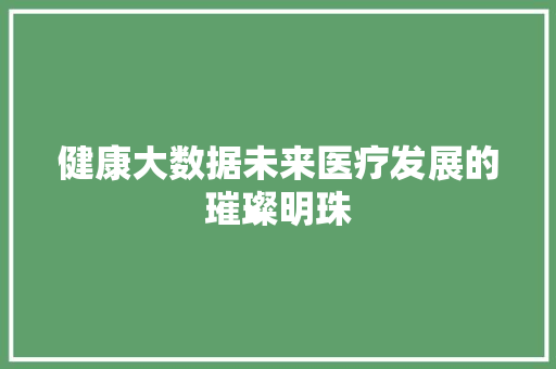 健康大数据未来医疗发展的璀璨明珠  第1张