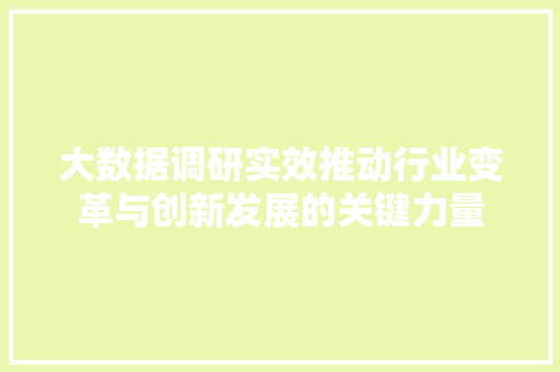大数据调研实效推动行业变革与创新发展的关键力量  第1张