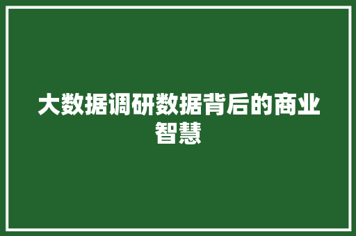 大数据调研数据背后的商业智慧  第1张