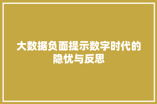 大数据负面提示数字时代的隐忧与反思