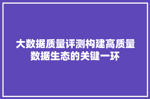 大数据质量评测构建高质量数据生态的关键一环  第1张