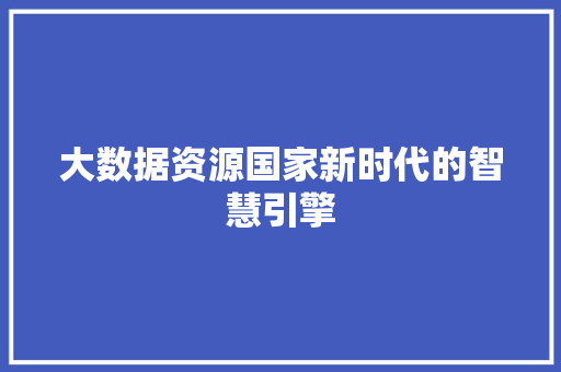 大数据资源国家新时代的智慧引擎  第1张