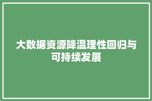 大数据资源降温理性回归与可持续发展  第1张
