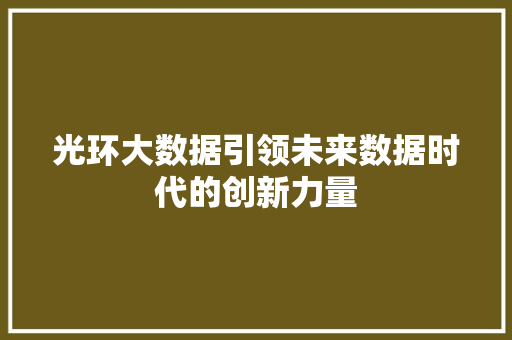 光环大数据引领未来数据时代的创新力量  第1张
