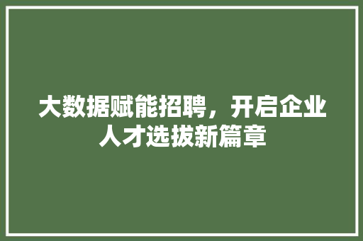 大数据赋能招聘，开启企业人才选拔新篇章  第1张