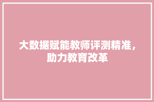 大数据赋能教师评测精准，助力教育改革