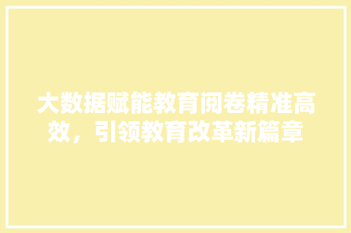 大数据赋能教育阅卷精准高效，引领教育改革新篇章