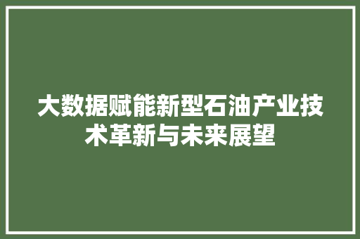 大数据赋能新型石油产业技术革新与未来展望  第1张