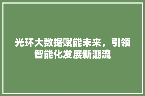 光环大数据赋能未来，引领智能化发展新潮流