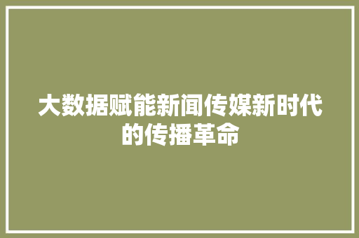 大数据赋能新闻传媒新时代的传播革命  第1张