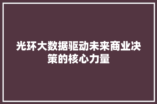 光环大数据驱动未来商业决策的核心力量