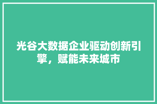 光谷大数据企业驱动创新引擎，赋能未来城市