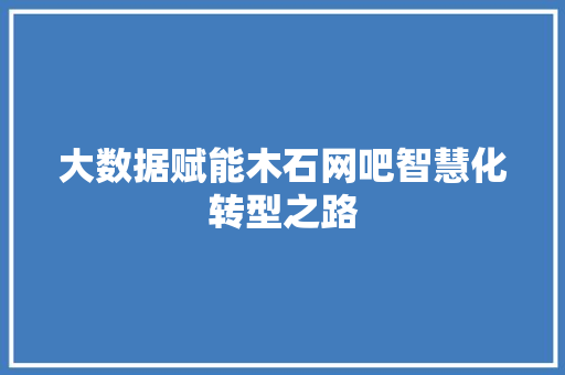 大数据赋能木石网吧智慧化转型之路  第1张